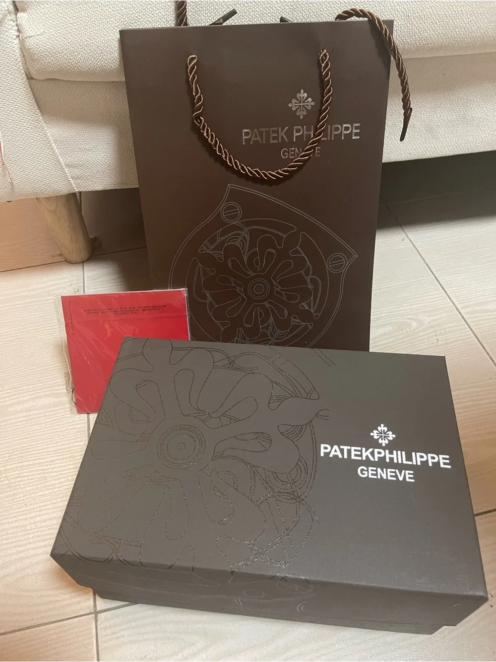 Patek Philippe Black Lacquer Watch Presentation Box with Silver Emblem